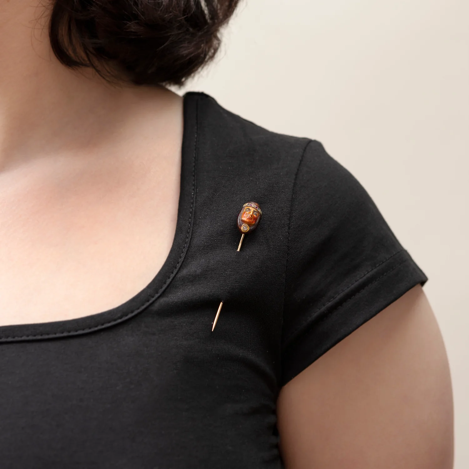 Victorian 14k Ruby, Sapphire, Diamond + Enamel Stick Pin - Image 4