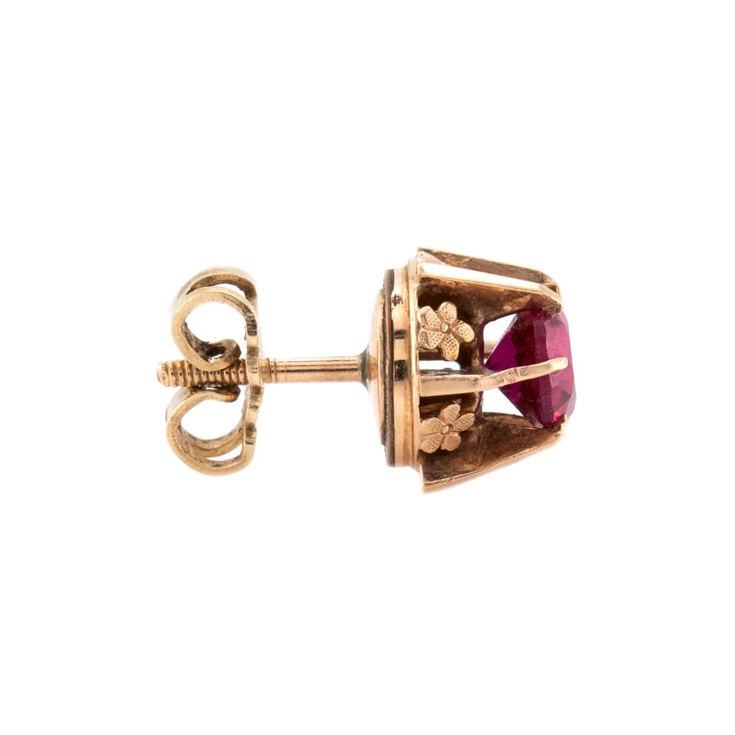 Victorian 14k Ruby Stud Earrings - Image 2