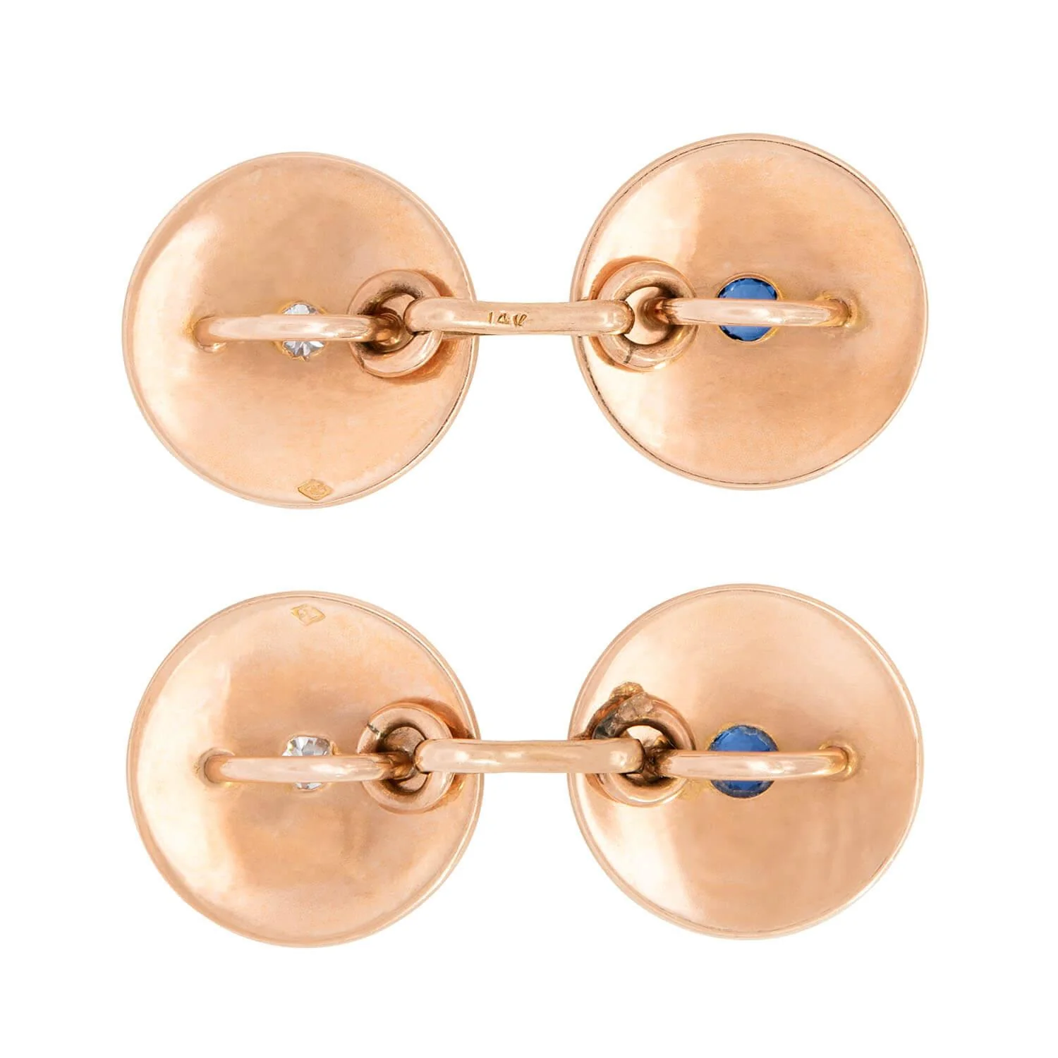 Victorian 14k Sapphire and Diamond Cufflinks - Image 3