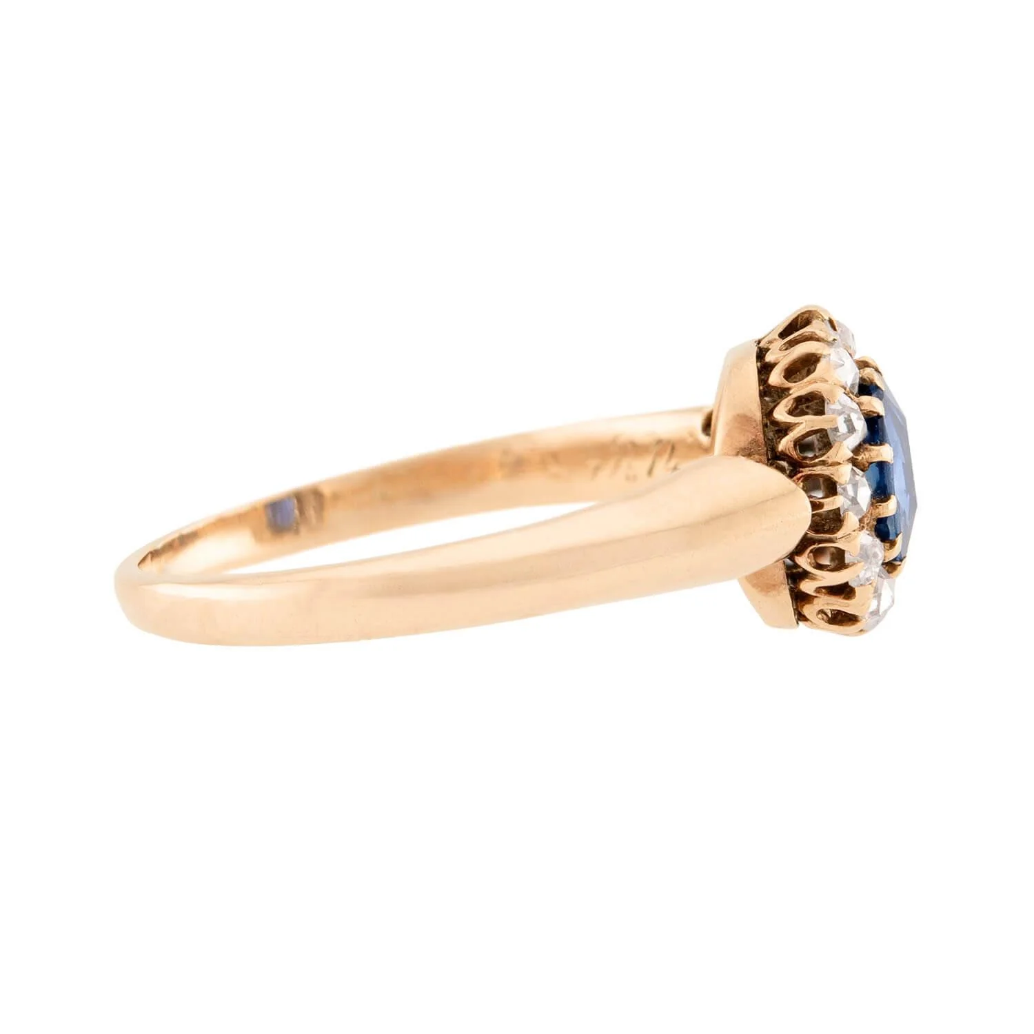 Victorian 14k Sapphire and Diamond Halo Ring - Image 3