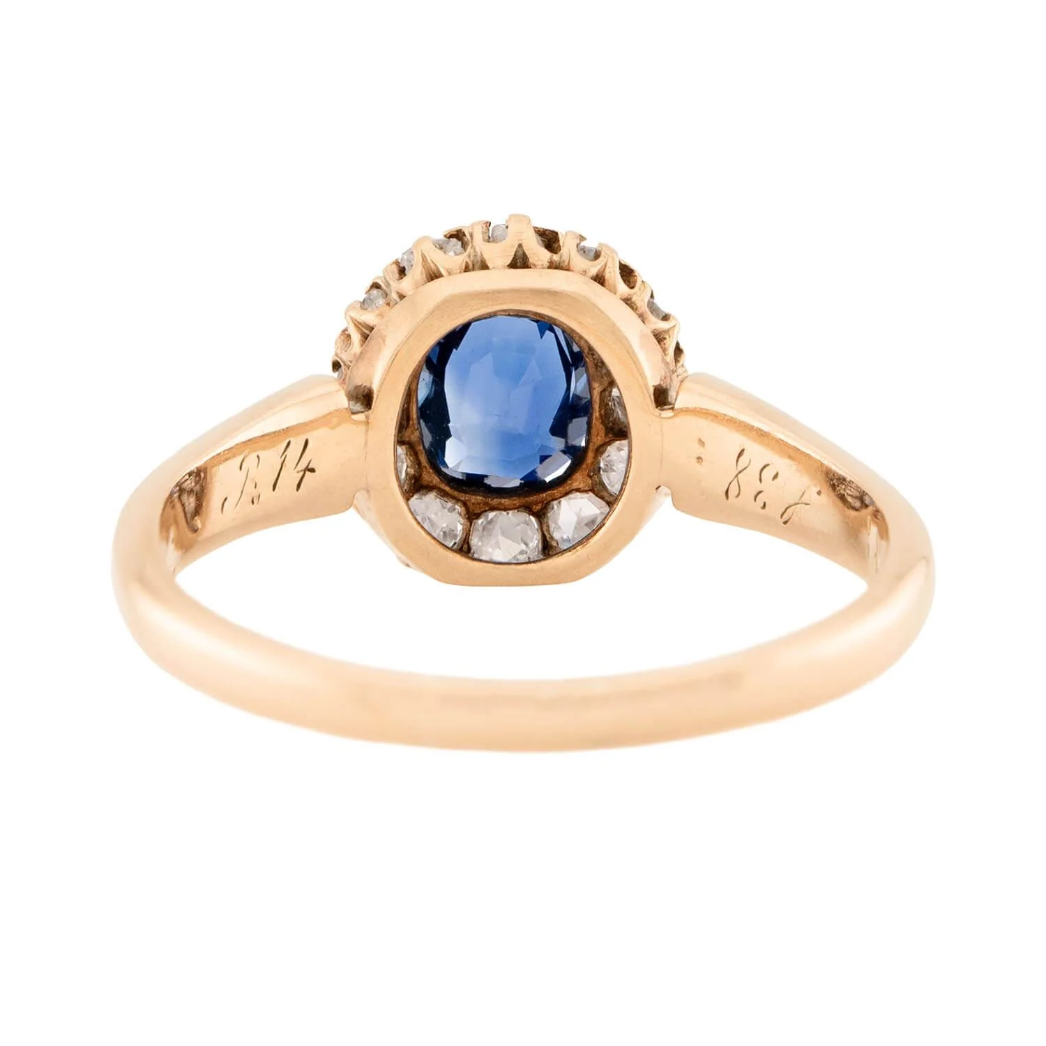 Victorian 14k Sapphire and Diamond Halo Ring - Image 5