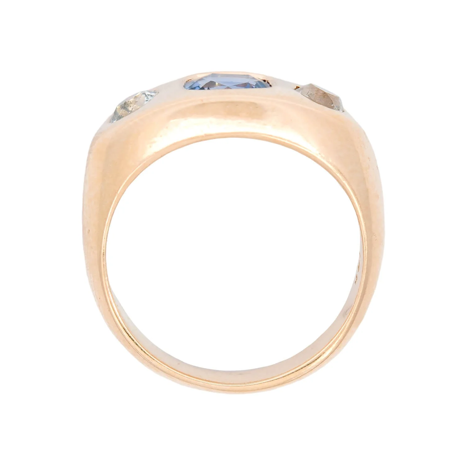 Victorian 14k Sapphire & Diamond Flush Mount Ring 1.30ctw - Image 3