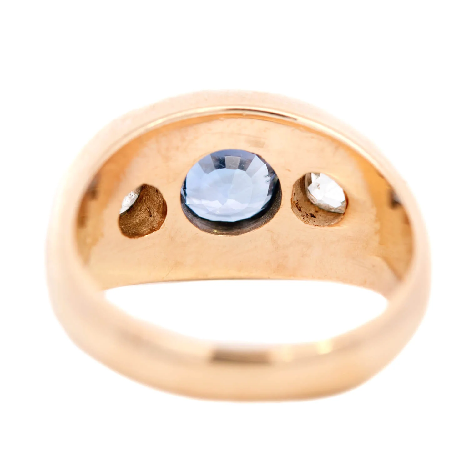 Victorian 14k Sapphire & Diamond Flush Mount Ring 1.30ctw - Image 5