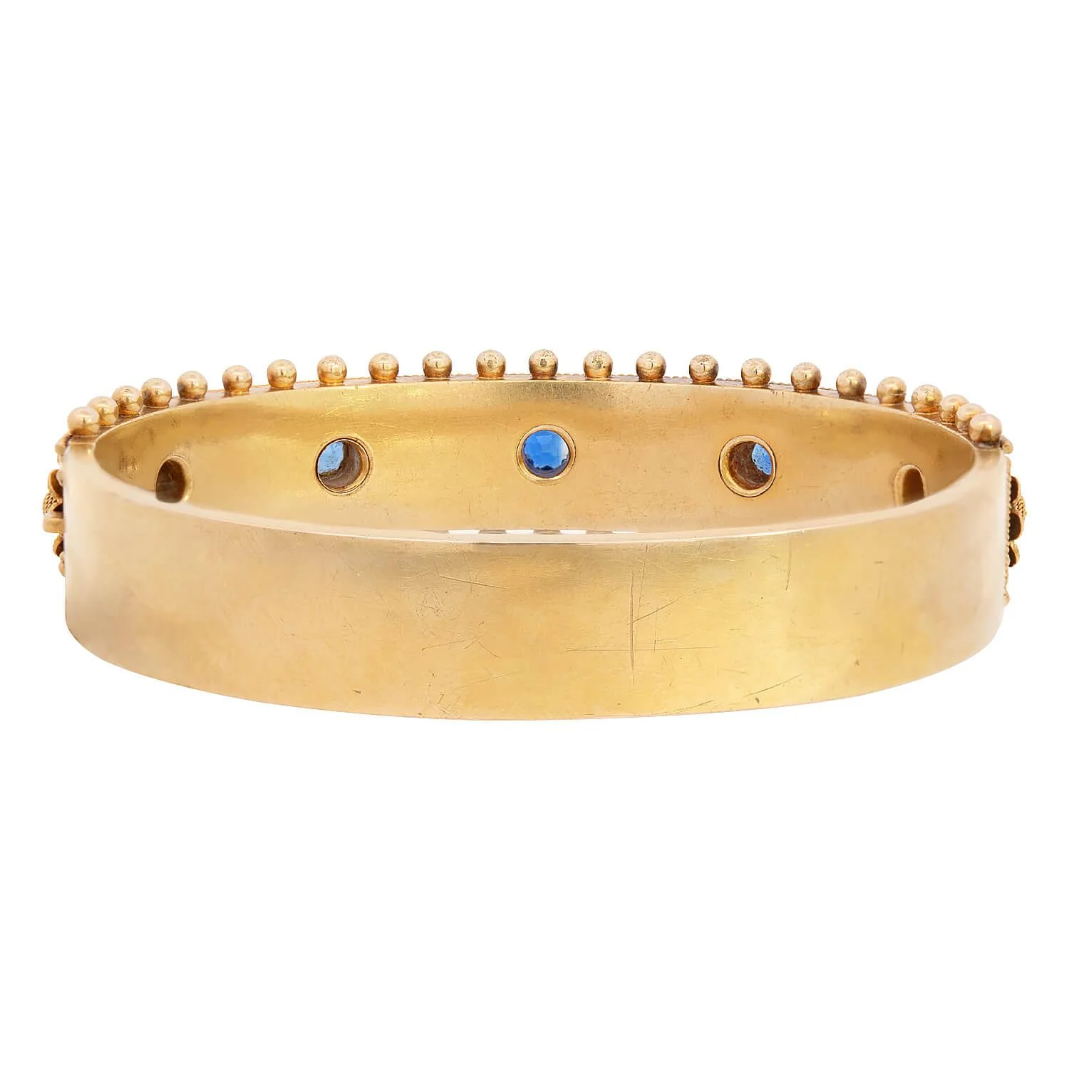Victorian 14k Sapphire Floral Motif Bangle - Image 5