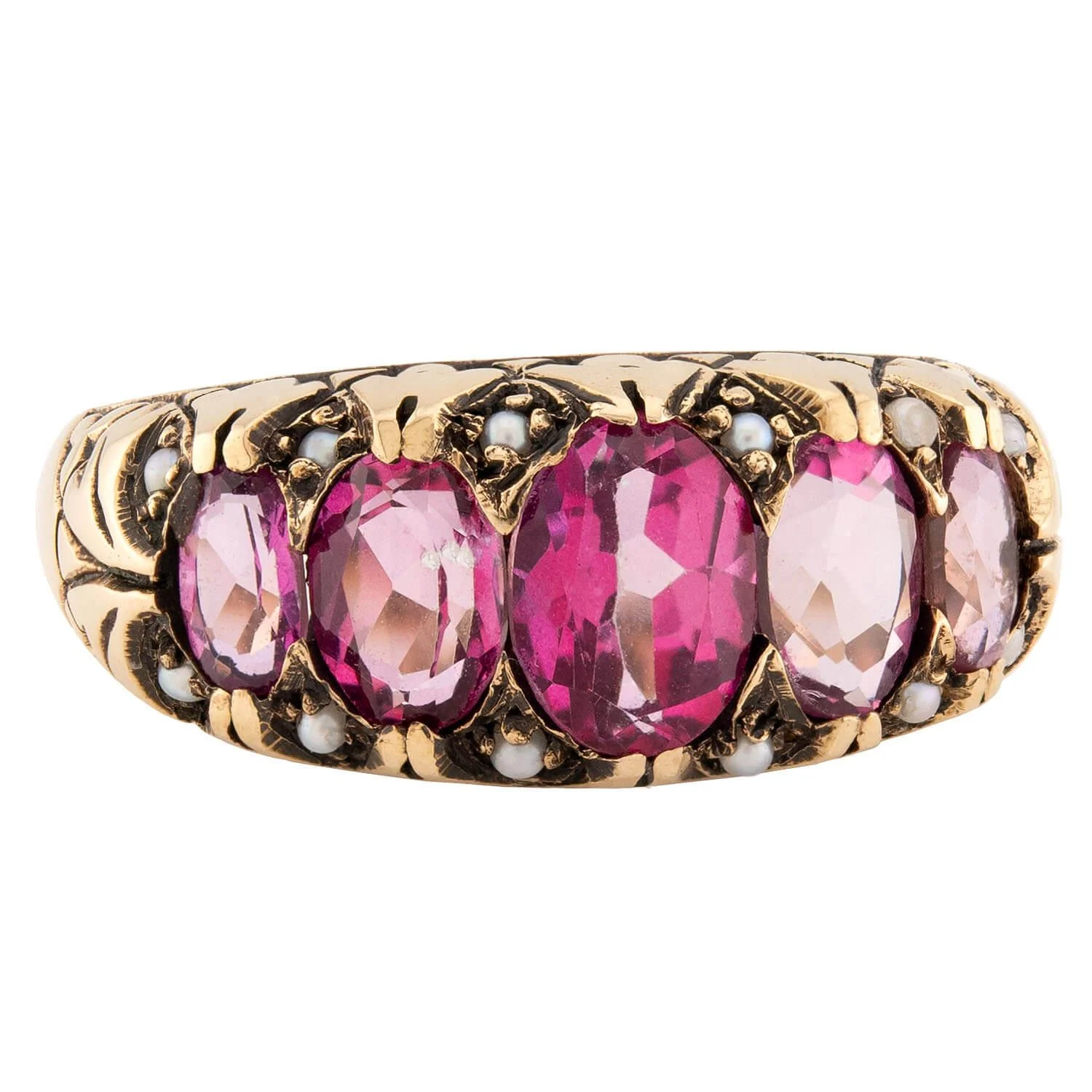 Victorian 14k Spinel and Pearl Ring - Image 2