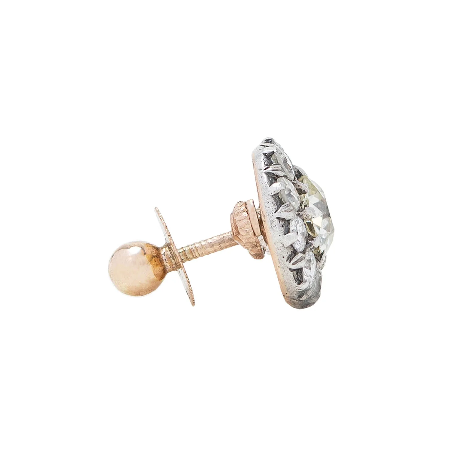 Victorian 14k/Sterling Diamond Cluster Stud Earrings 7.50ctw - Image 2