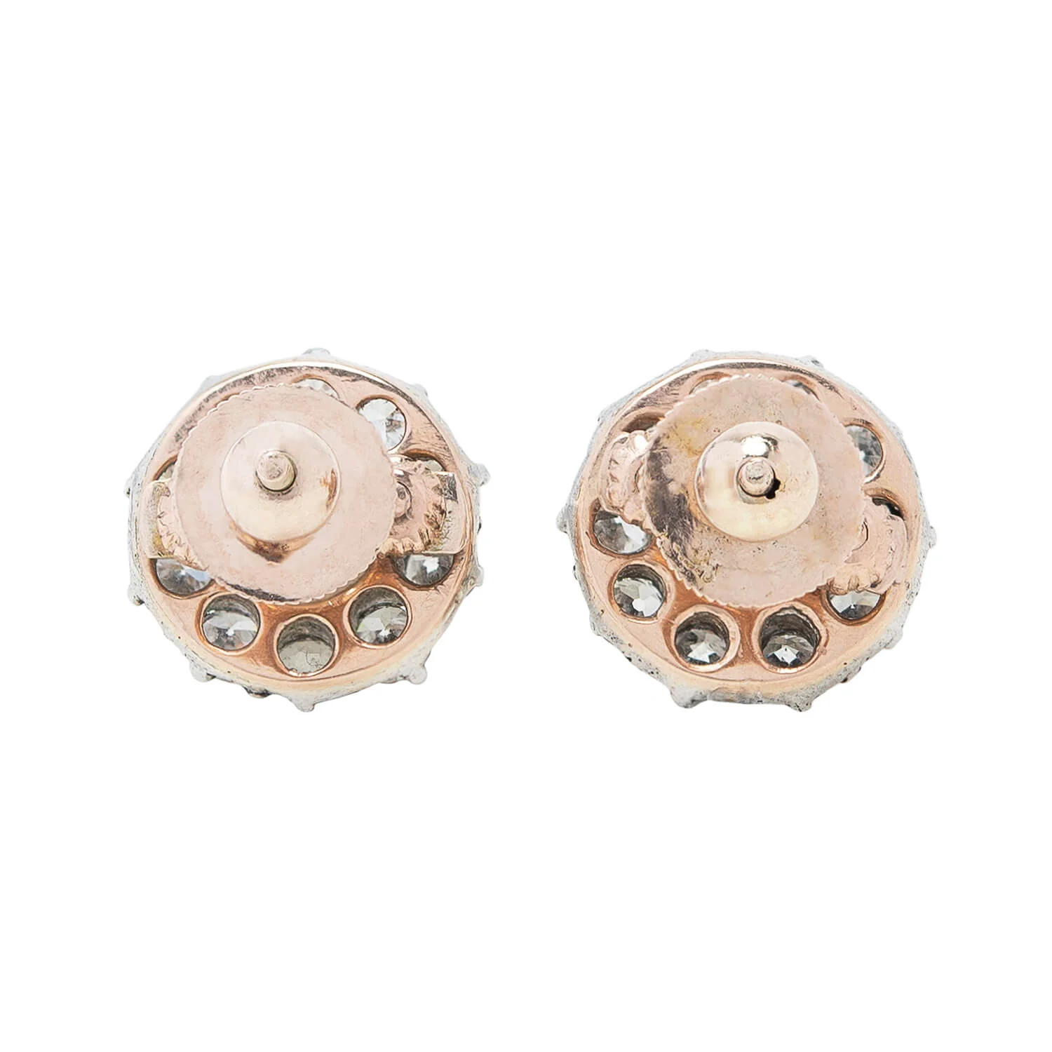 Victorian 14k/Sterling Diamond Cluster Stud Earrings 7.50ctw - Image 3