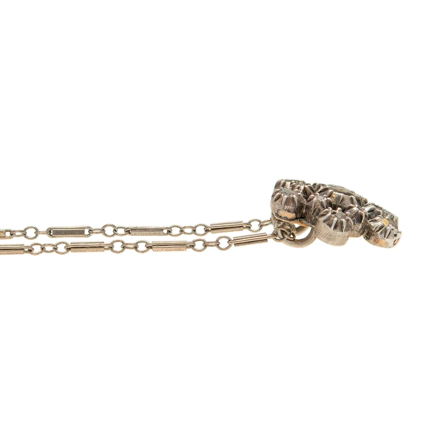 Victorian 14k/Sterling Diamond Snowflake Pendant Necklace - Image 3
