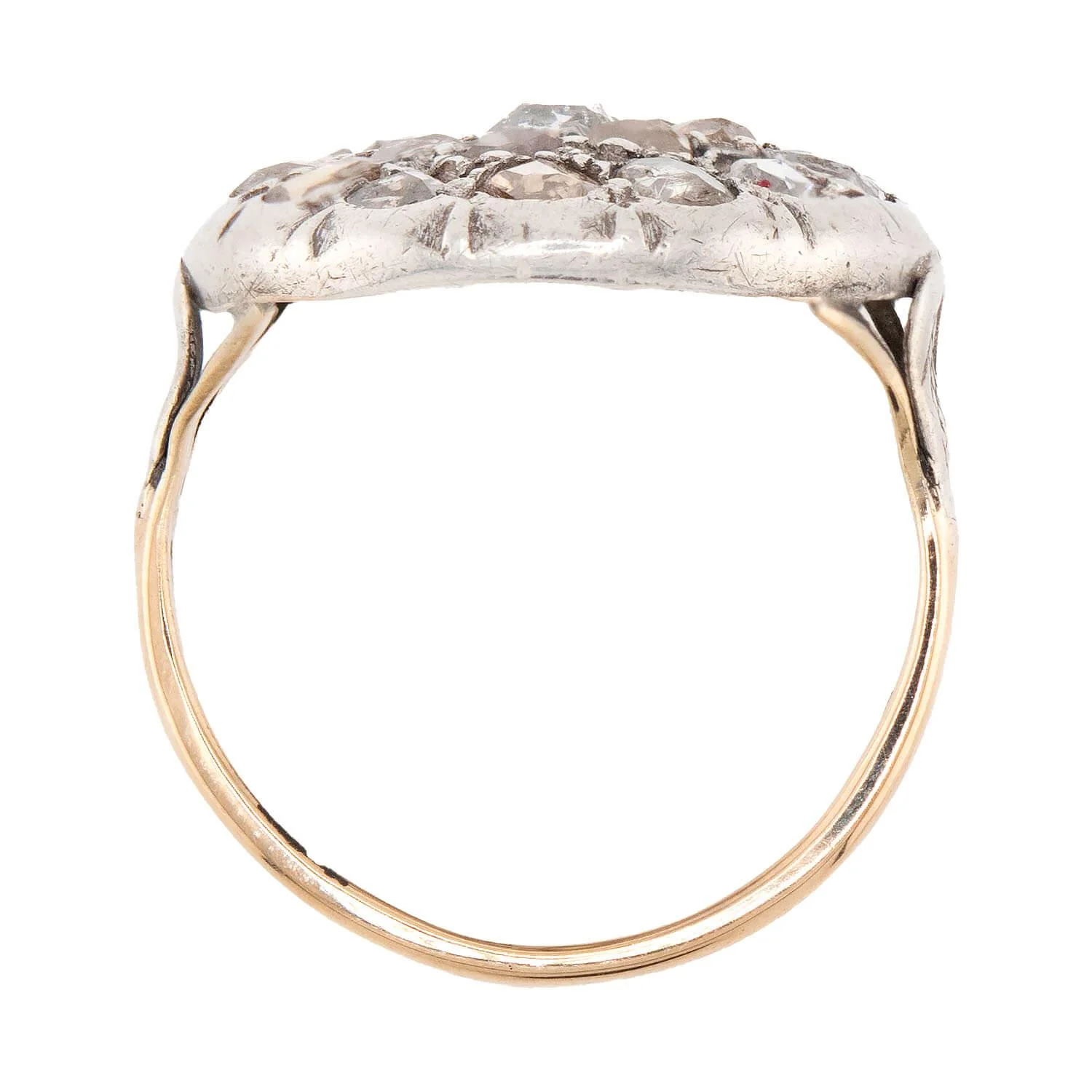 Victorian 14k/Sterling Silver Diamond Cluster Ring - Image 4