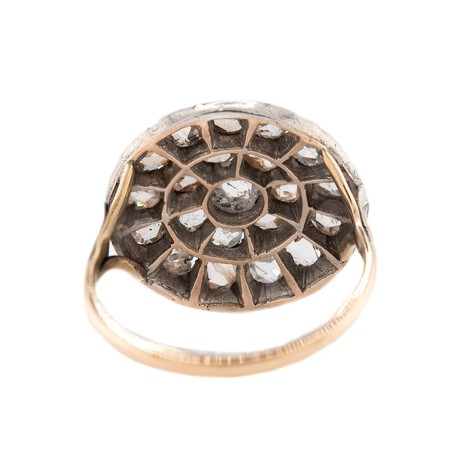 Victorian 14k/Sterling Silver Diamond Cluster Ring - Image 5