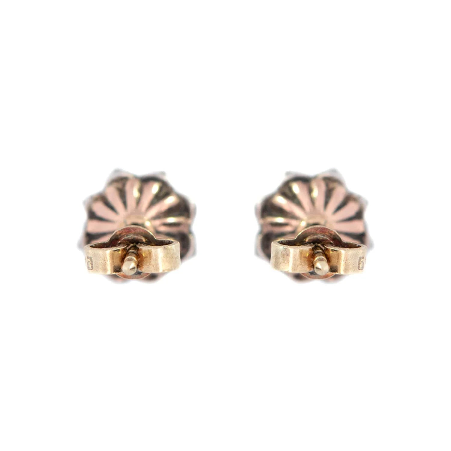 Victorian 14k/Sterling Silver Diamond Cluster Stud Earrings - Image 3
