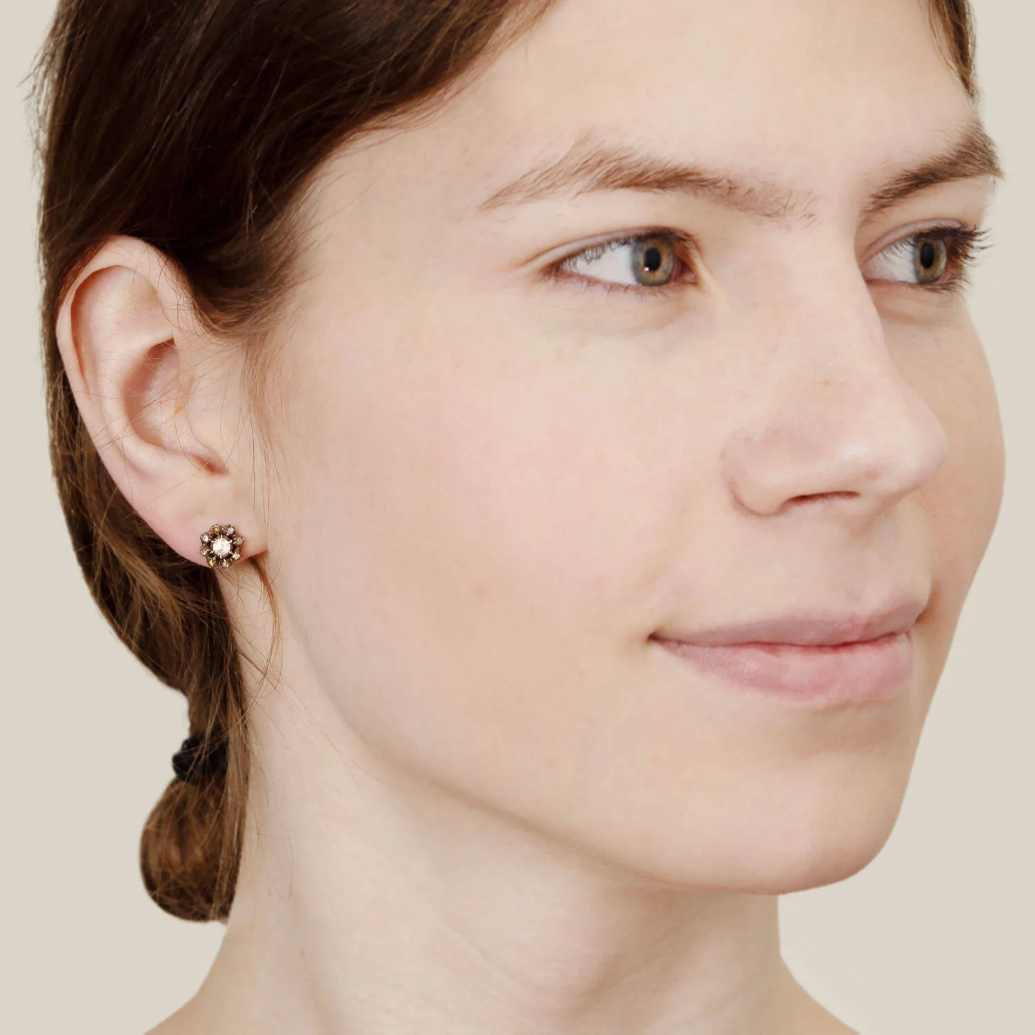 Victorian 14k/Sterling Silver Diamond Cluster Stud Earrings - Image 5