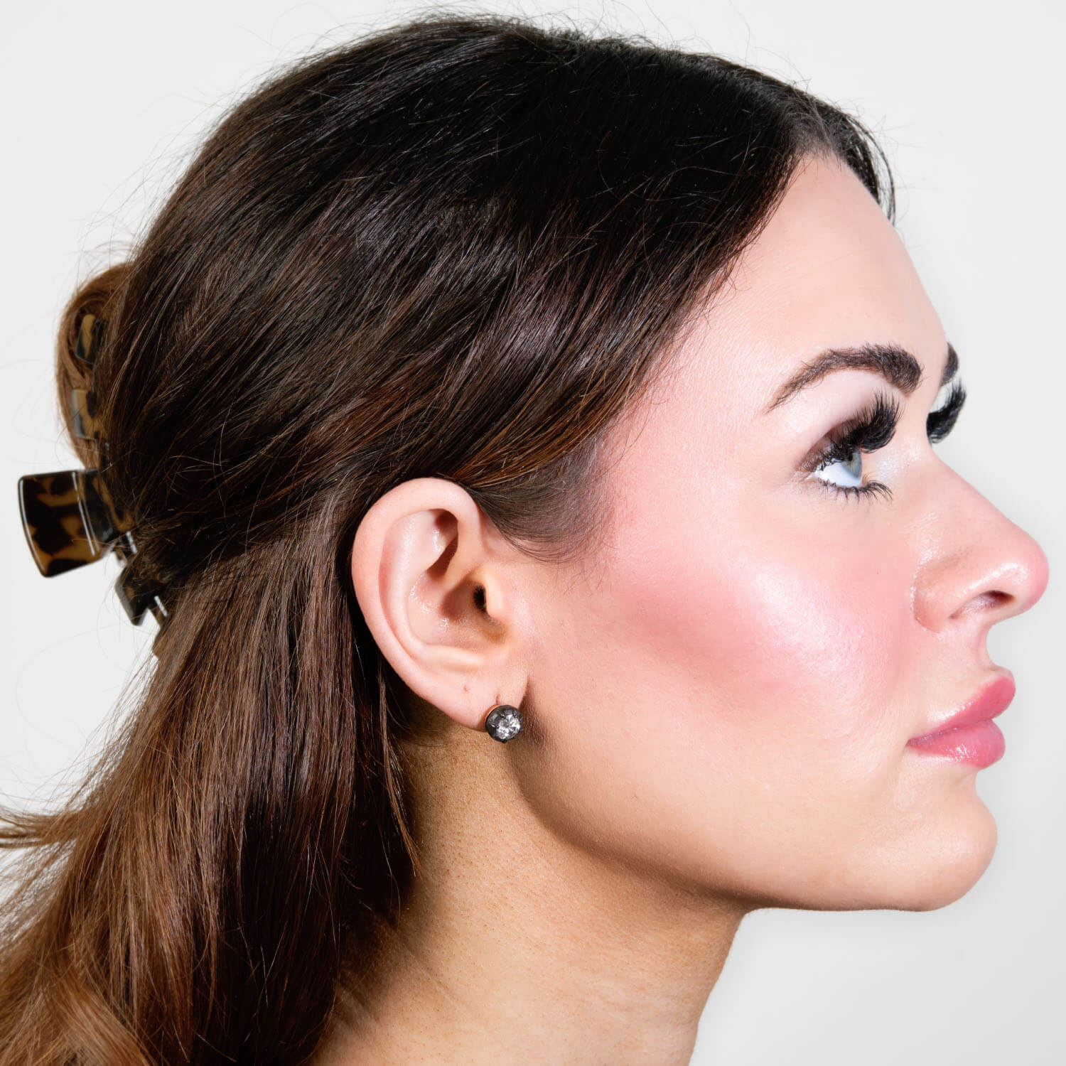 Victorian 14k/Sterling Silver Diamond Stud Earrings - Image 4