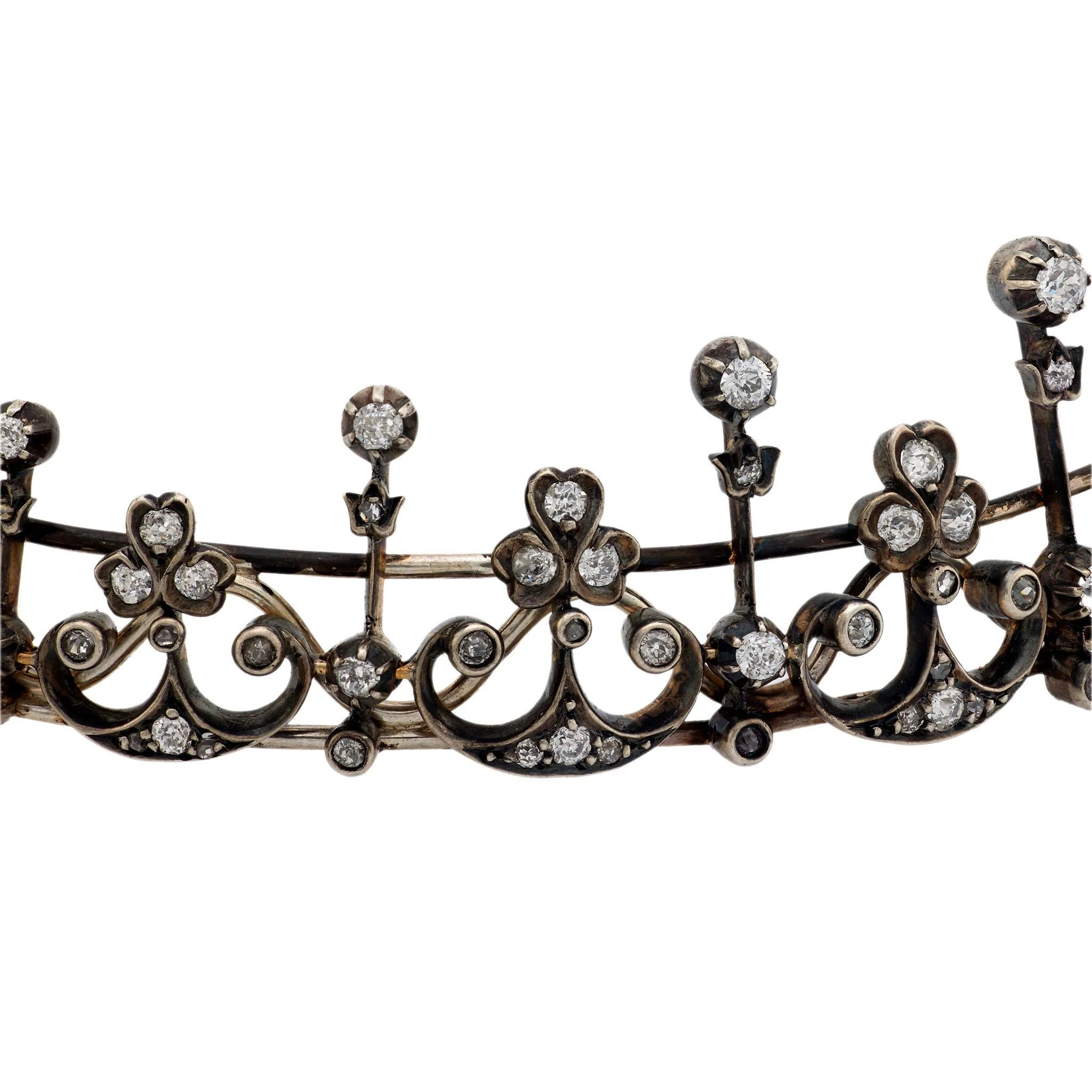 Victorian Rare Mine Cut Diamond 2.50ctw Tiara 15K/Silver - Image 2