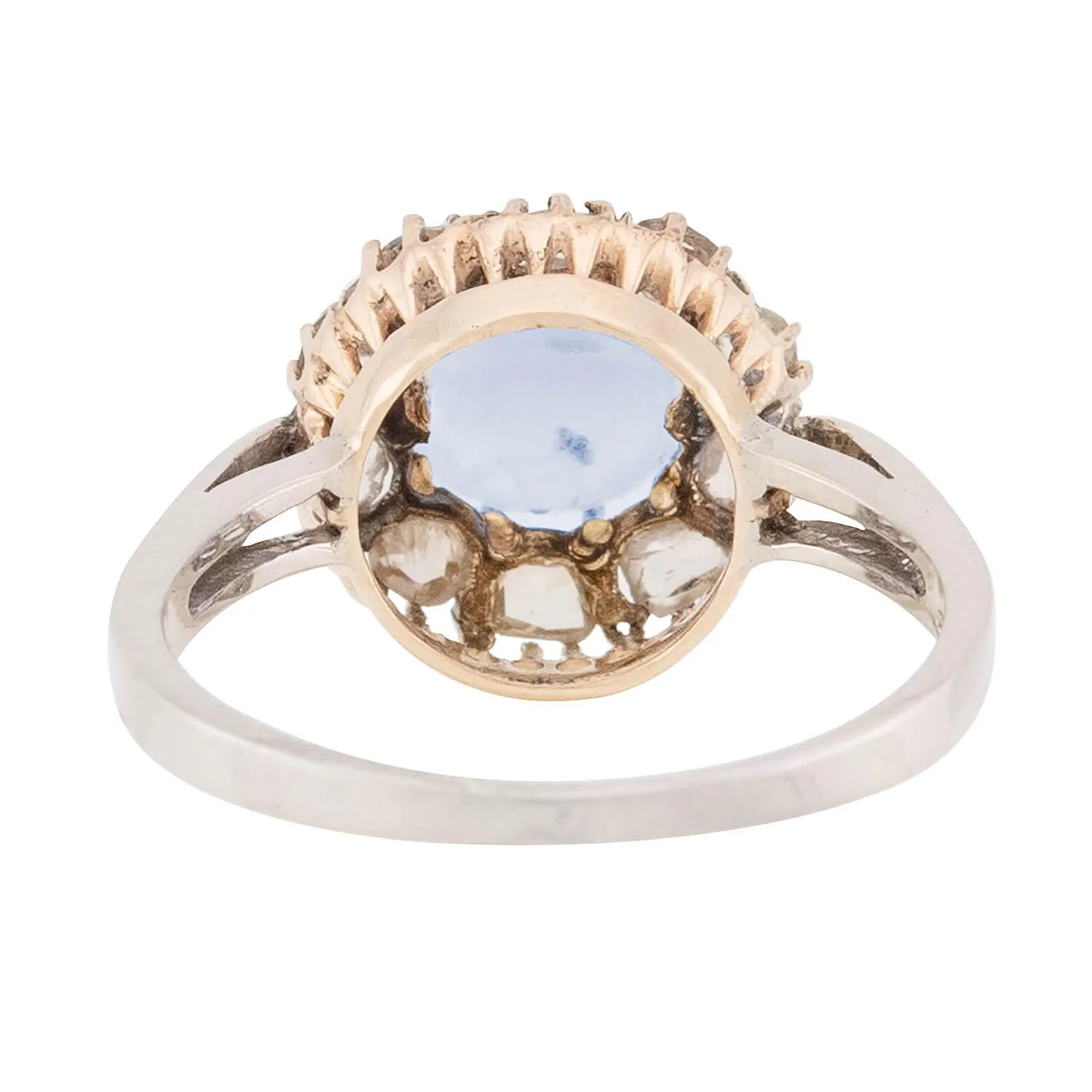 Victorian 14k/Sterling Silver Moonstone and Diamond Halo Ring - Image 5