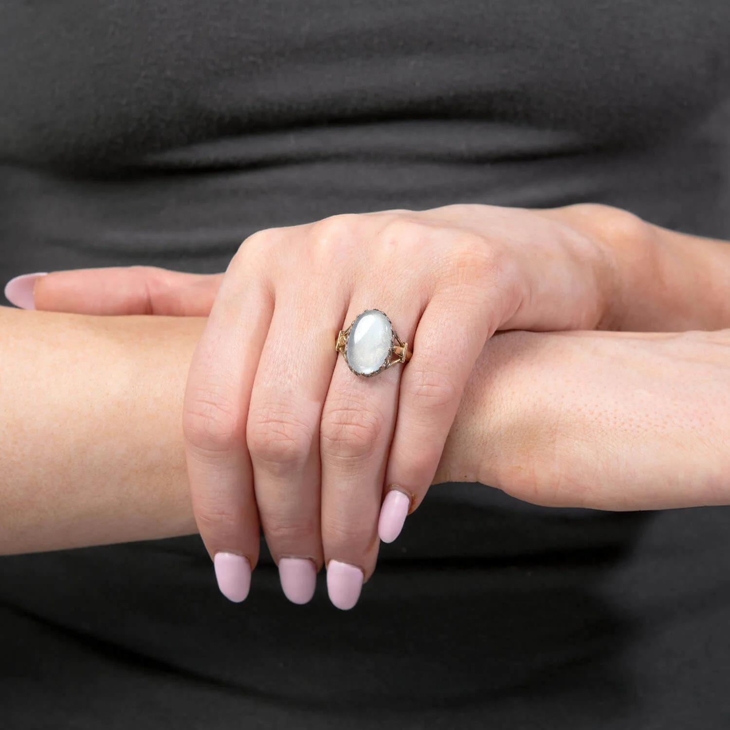 Victorian 14k/Sterling Silver Moonstone Ring - Image 6