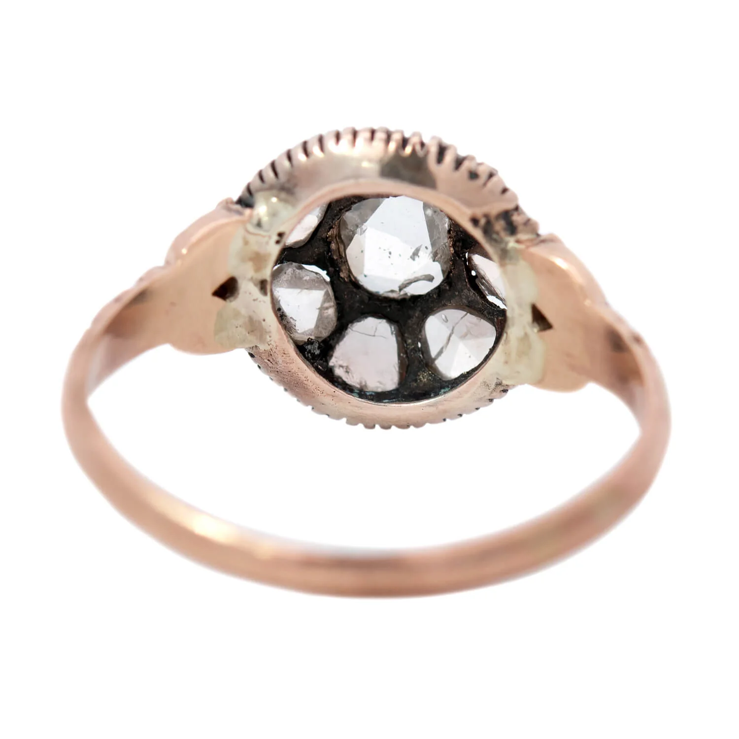 Victorian 14k/Sterling Silver Rose Cut Diamond Cluster Ring 1ctw - Image 5