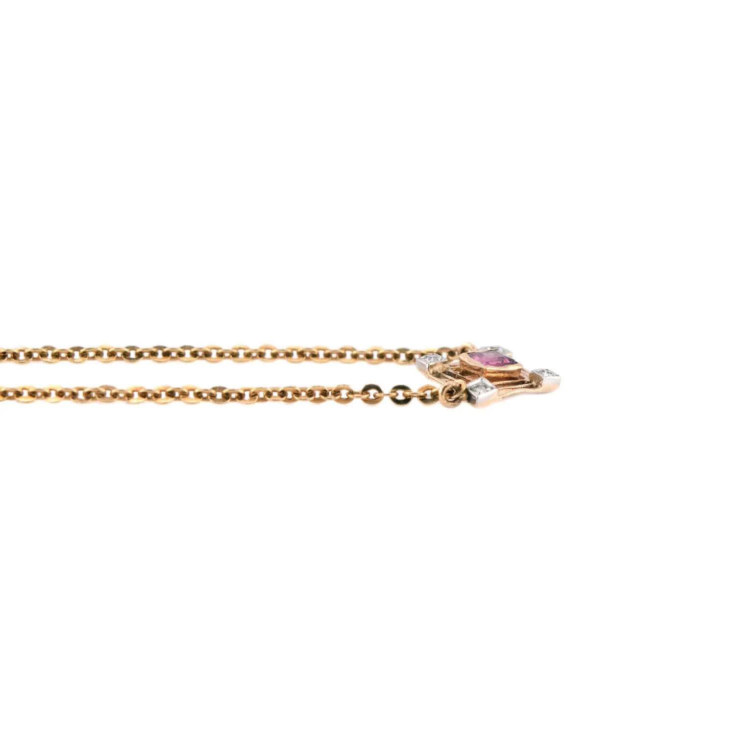 Victorian 14k Tourmaline and Diamond Pendant Necklace - Image 3