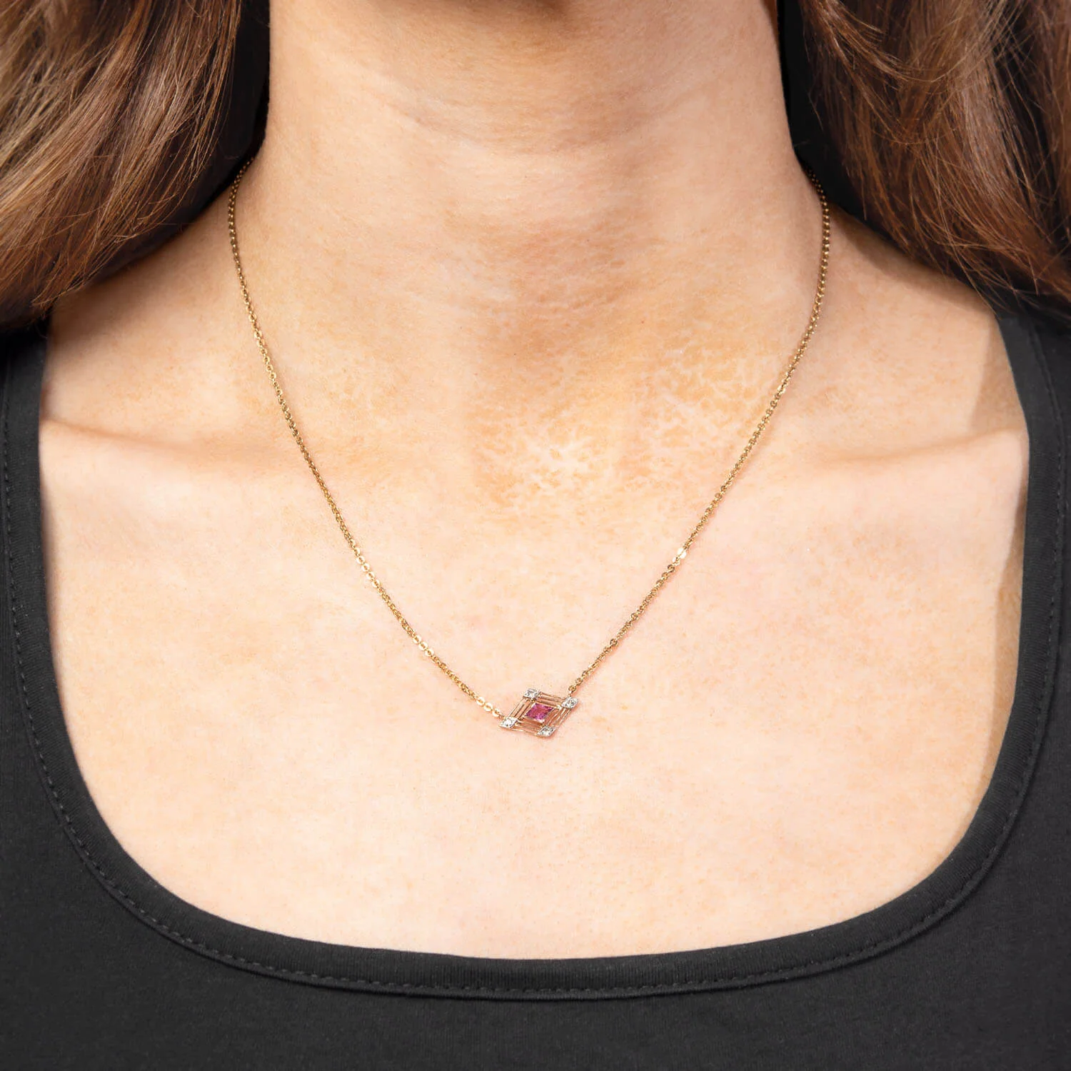 Victorian 14k Tourmaline and Diamond Pendant Necklace - Image 6
