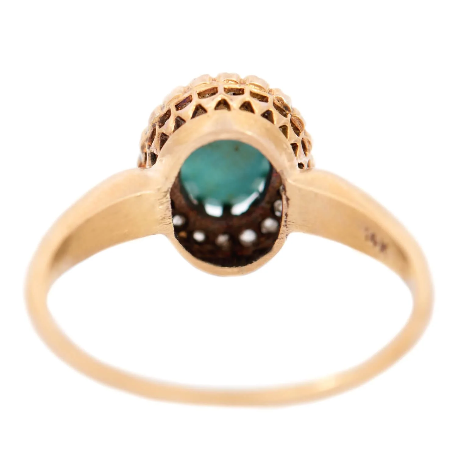 Victorian 14k Turquoise and Diamond Halo Ring - Image 5