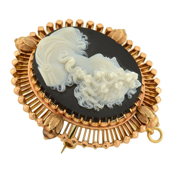 Victorian 14kt Carved Hardstone Cameo Pin/Pendant - Image 3