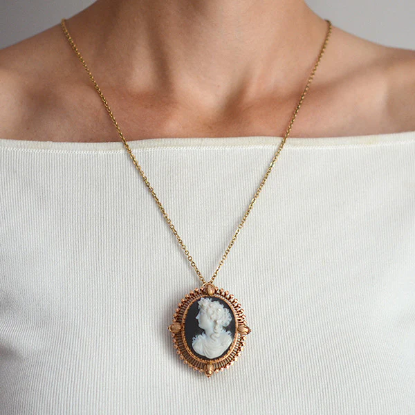 Victorian 14kt Carved Hardstone Cameo Pin/Pendant - Image 6