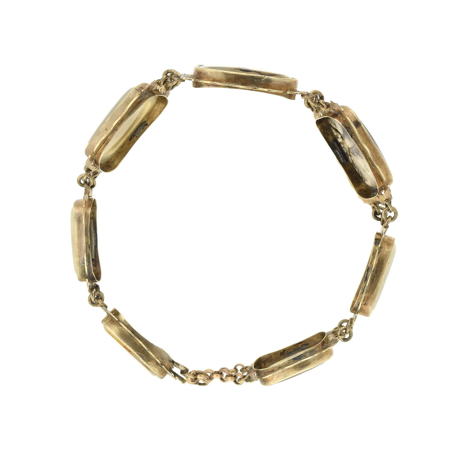 Victorian 14kt + Dendritic Moss Agate Link Bracelet - Image 3