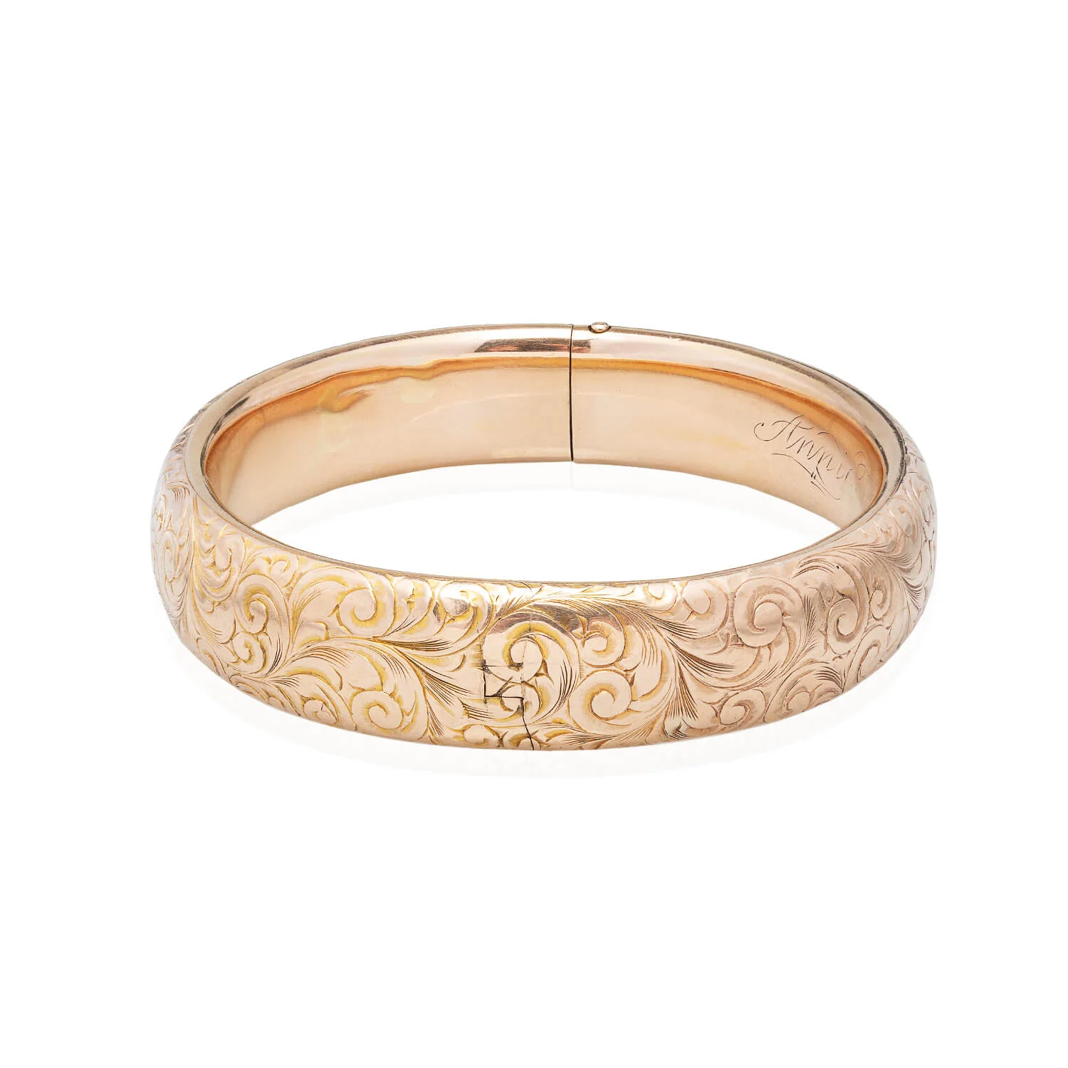 Victorian 14kt Etched Floral Bangle Bracelet 15.88dwt - Image 2