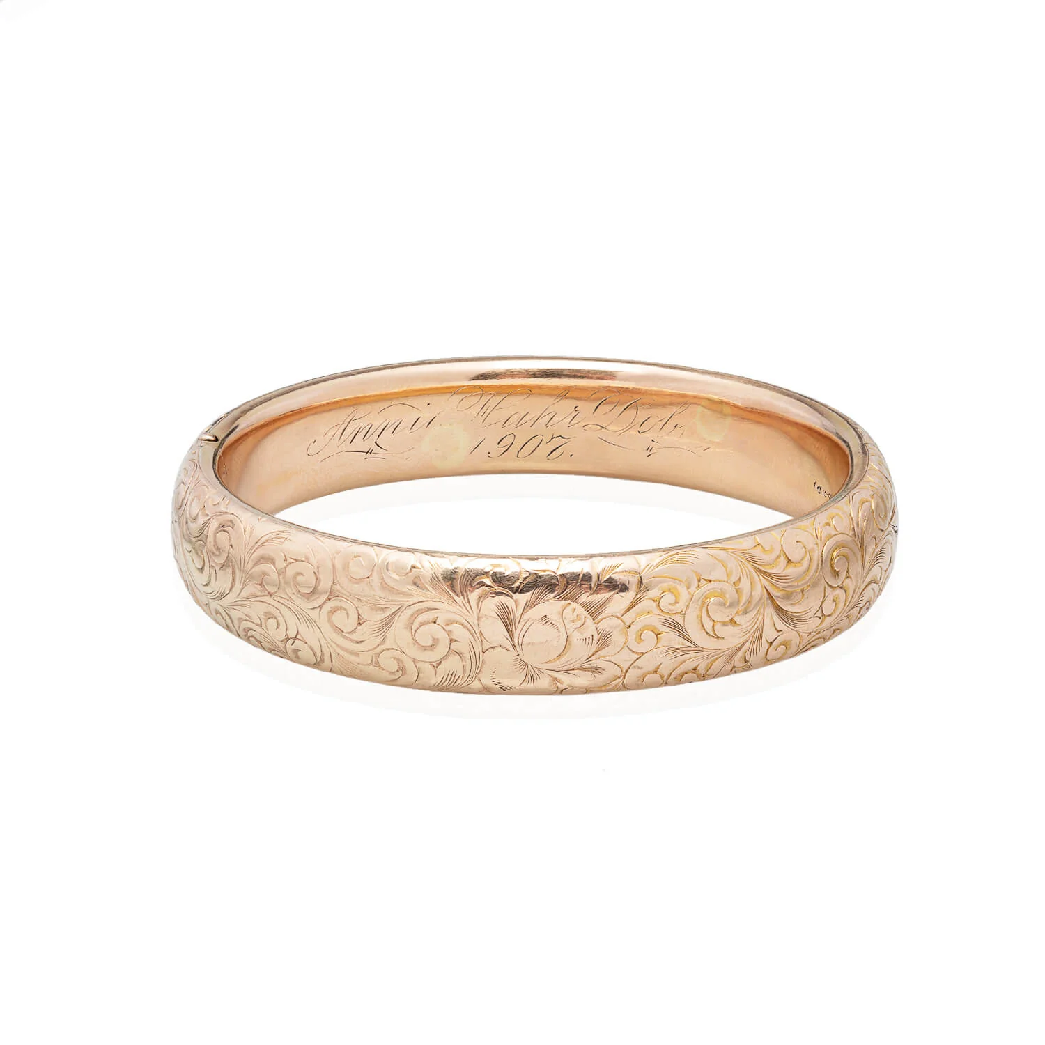 Victorian 14kt Etched Floral Bangle Bracelet 15.88dwt - Image 5