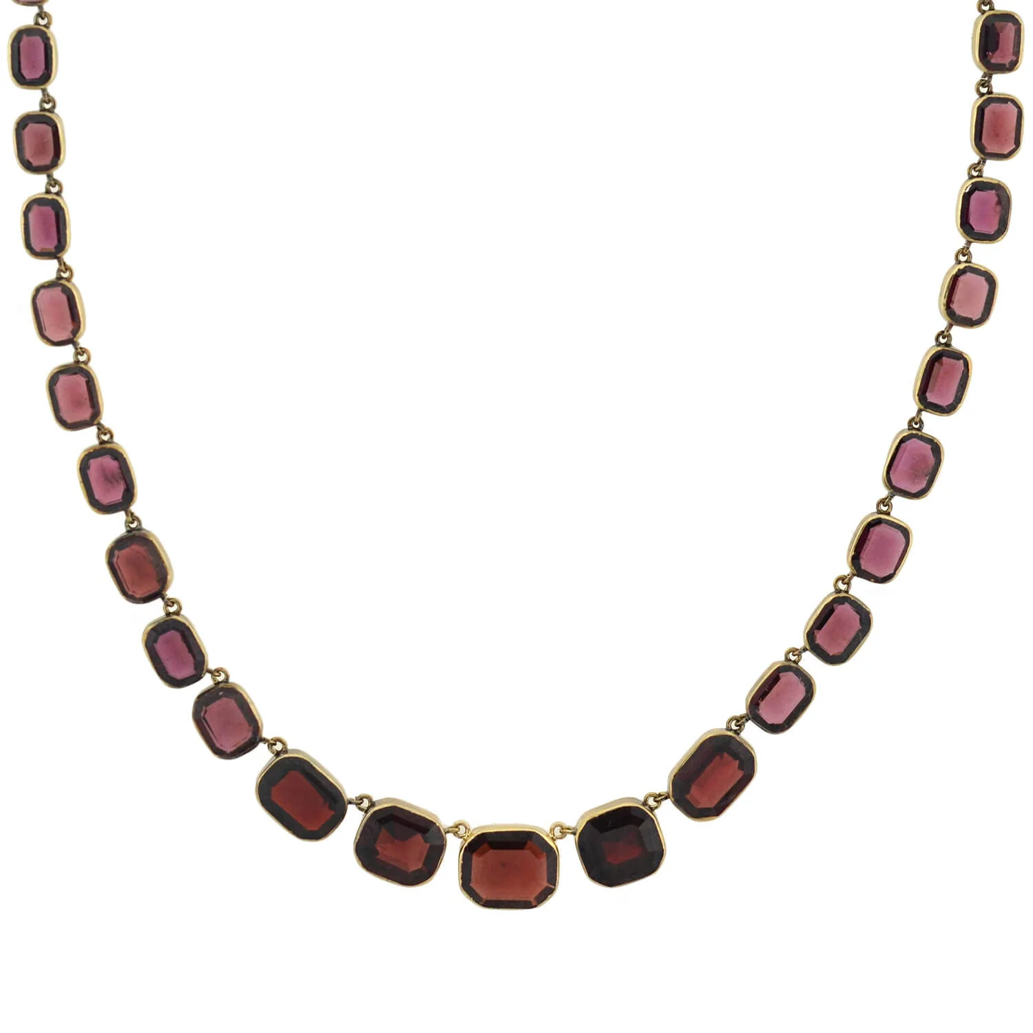 Victorian 14kt Faceted Garnet Link Collar Necklace 15.5" - Image 2