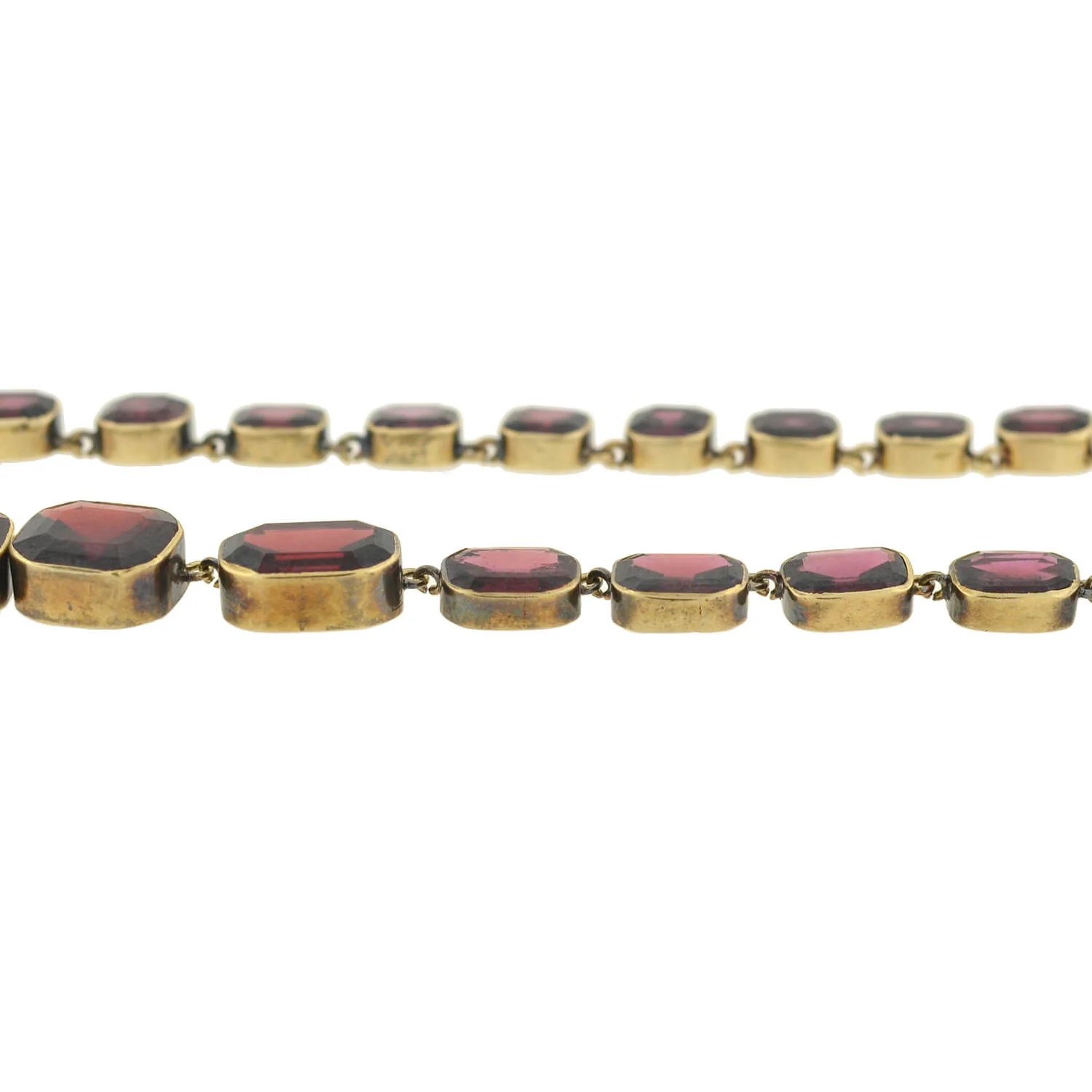 Victorian 14kt Faceted Garnet Link Collar Necklace 15.5" - Image 4