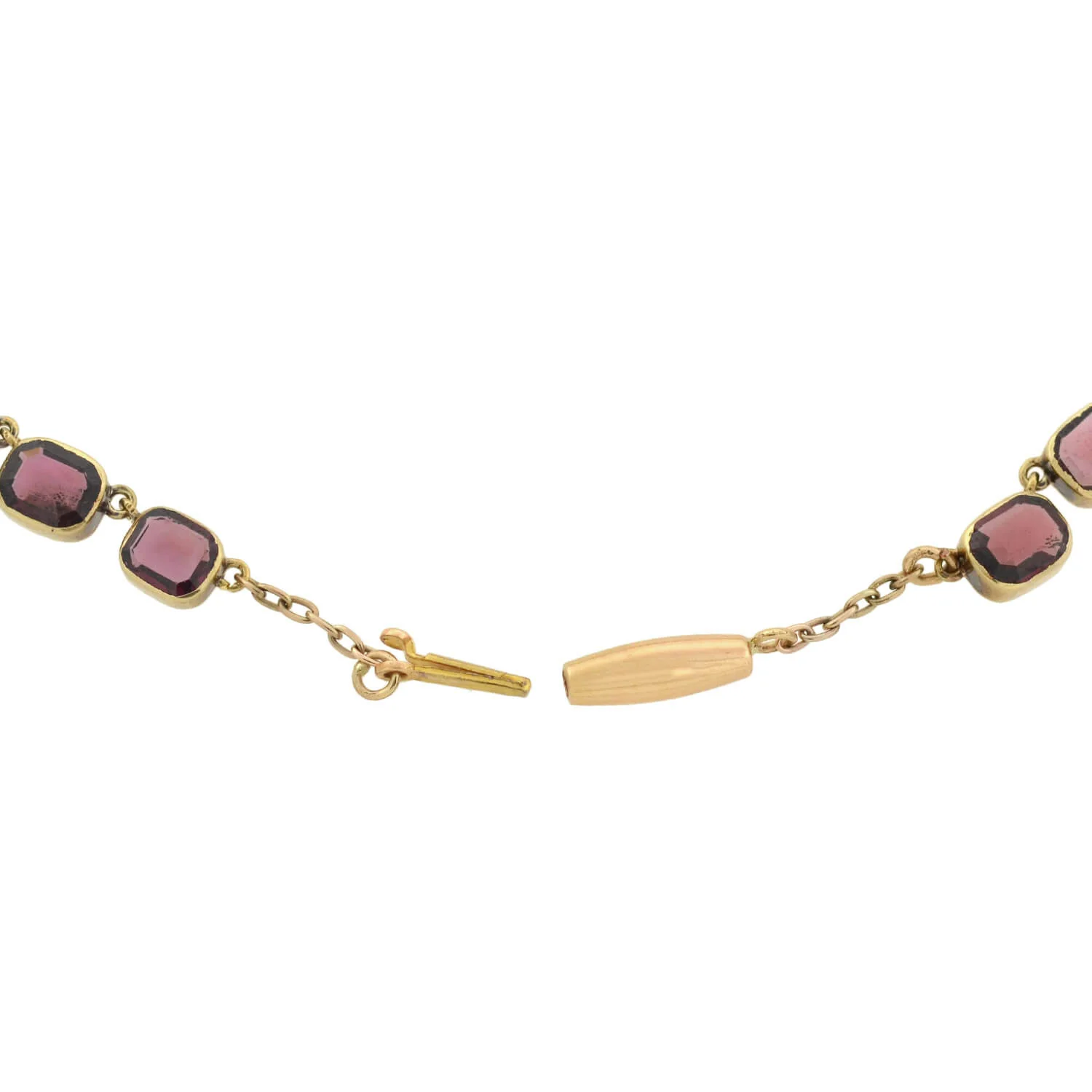 Victorian 14kt Faceted Garnet Link Collar Necklace 15.5" - Image 5