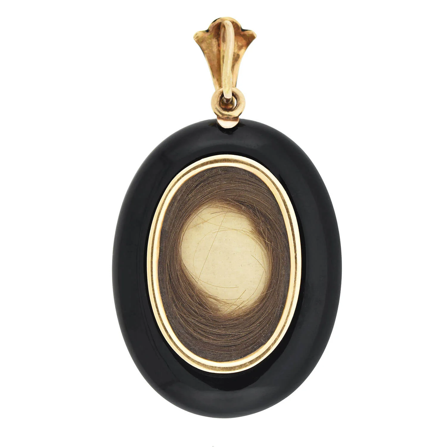 Victorian 14kt Faceted Onyx Locket with Diamond Fleur-de-Lys - Image 2