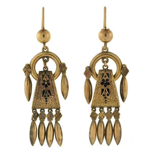 Victorian 14kt Gold & Tracery Fringe Earrings