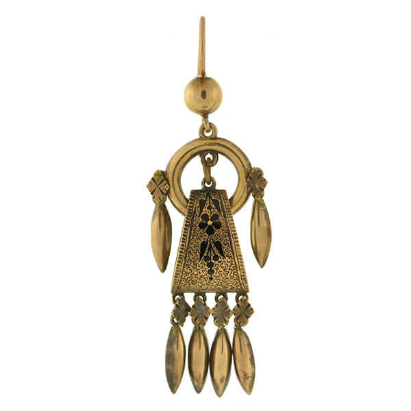 Victorian 14kt Gold & Tracery Fringe Earrings - Image 2