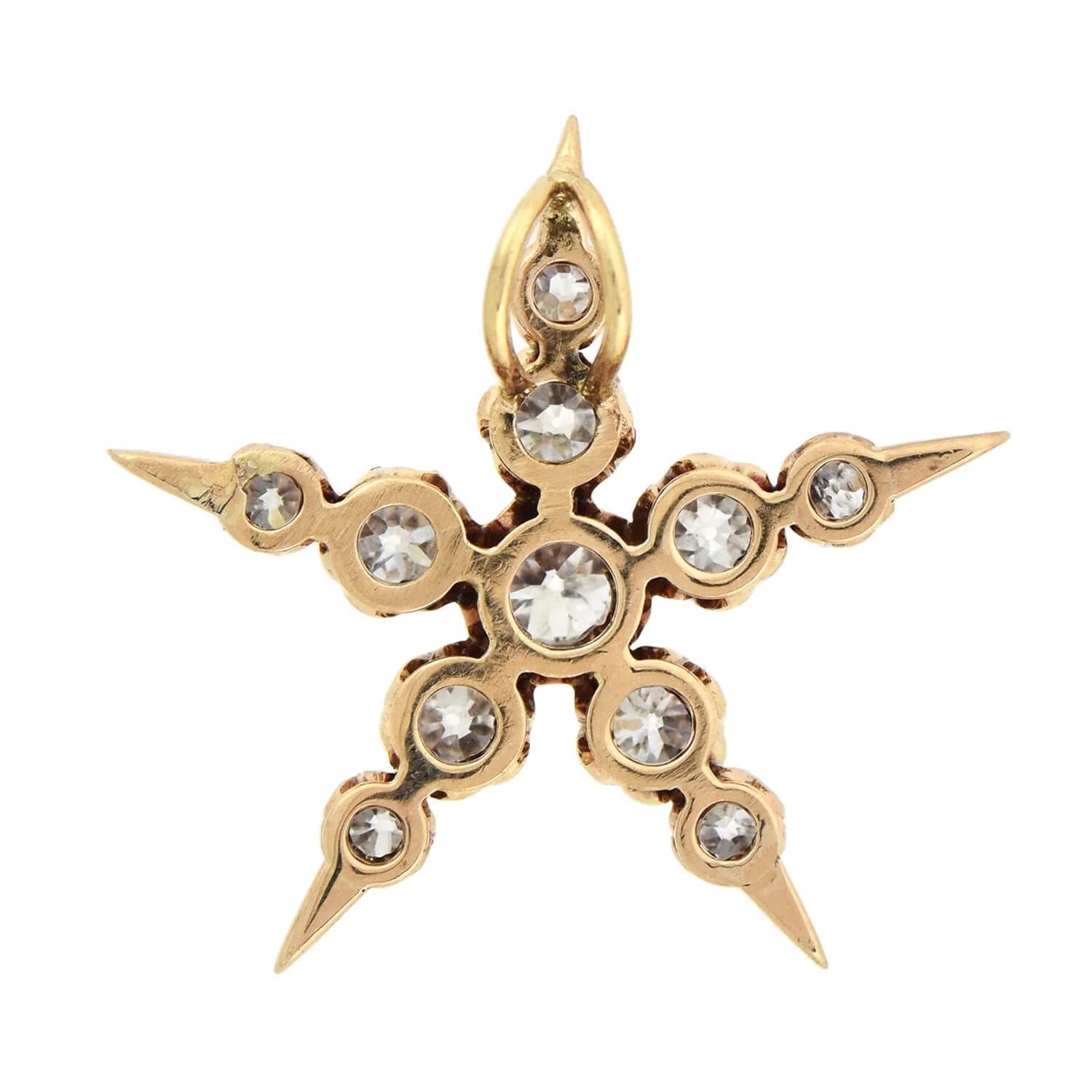 Victorian 14kt Mine Cut Diamond 5-Point Star Pendant 0.80ctw - Image 5