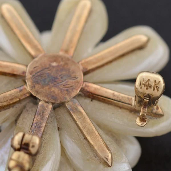 Victorian 14kt Mississippi River Pearl Flower Pin/Pendant - Image 6