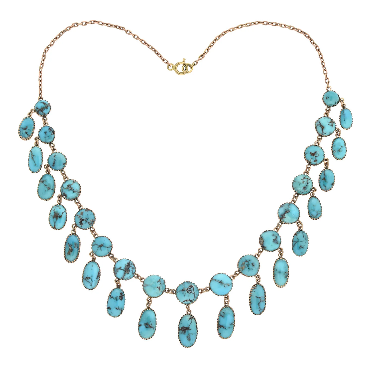 Victorian 14kt Persian Turquoise Festoon Link Necklace - Image 2