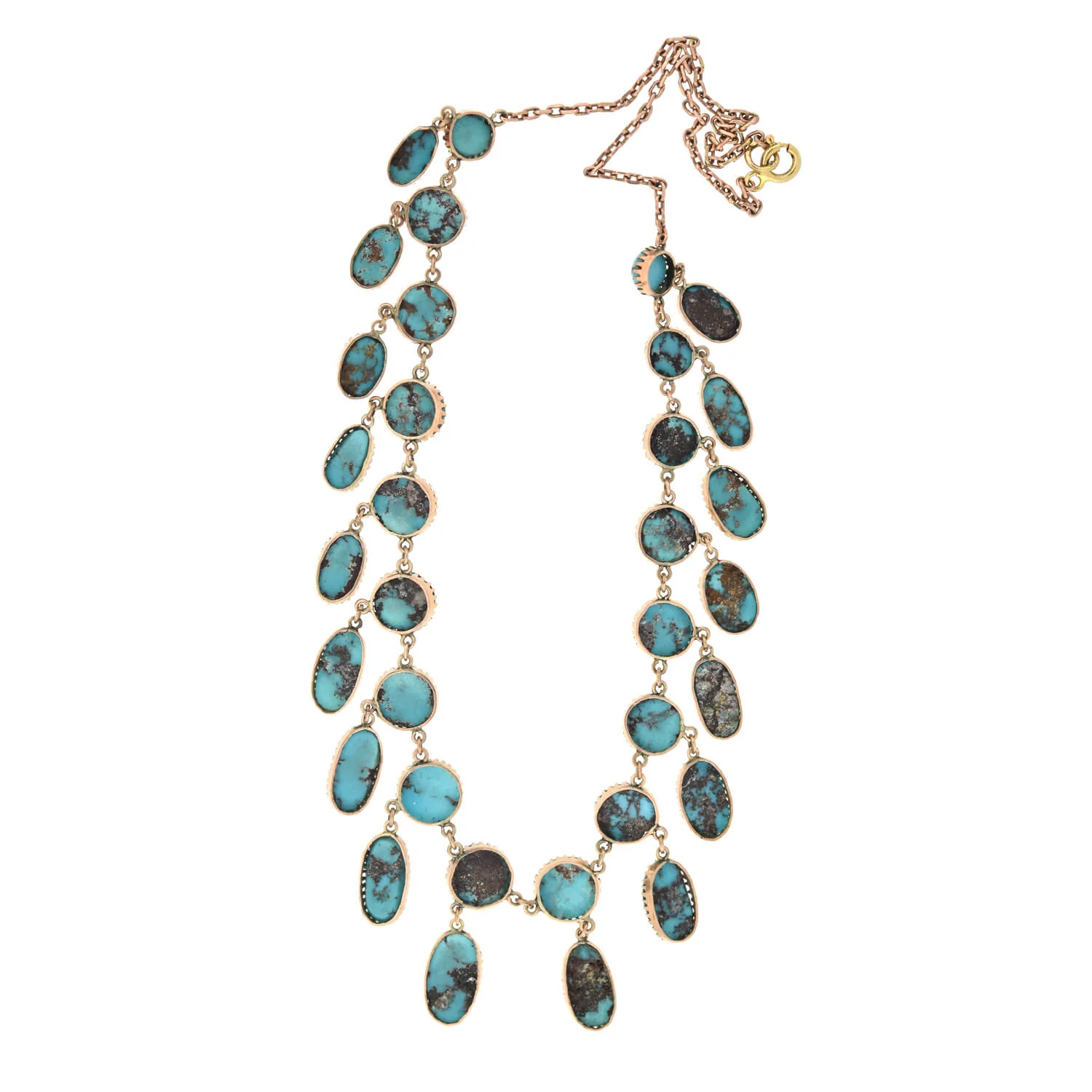 Victorian 14kt Persian Turquoise Festoon Link Necklace - Image 4