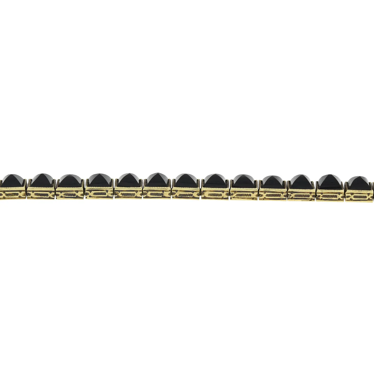 Victorian 14kt Pyramidal Cut Onyx Link Bracelet - Image 4