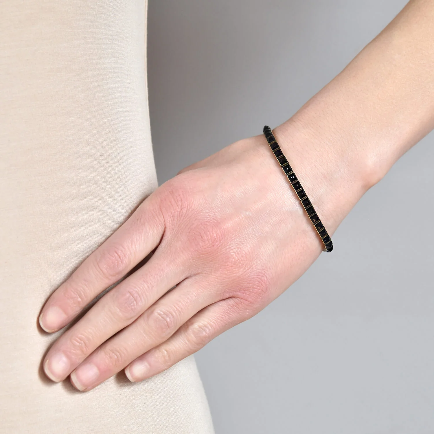 Victorian 14kt Pyramidal Cut Onyx Link Bracelet - Image 7