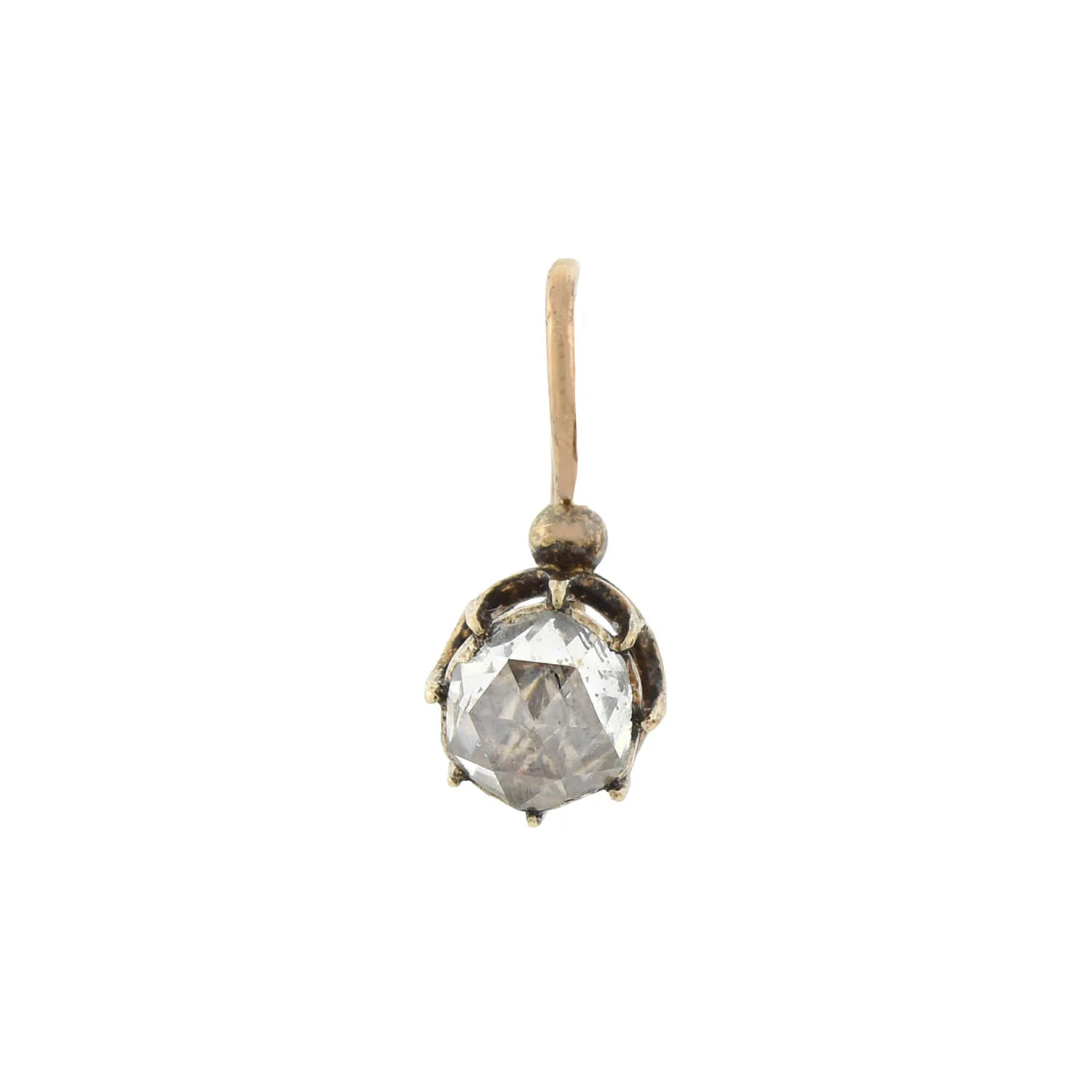 Victorian 14kt + Rose Cut Diamond Drop Earrings 1.20ctw - Image 3