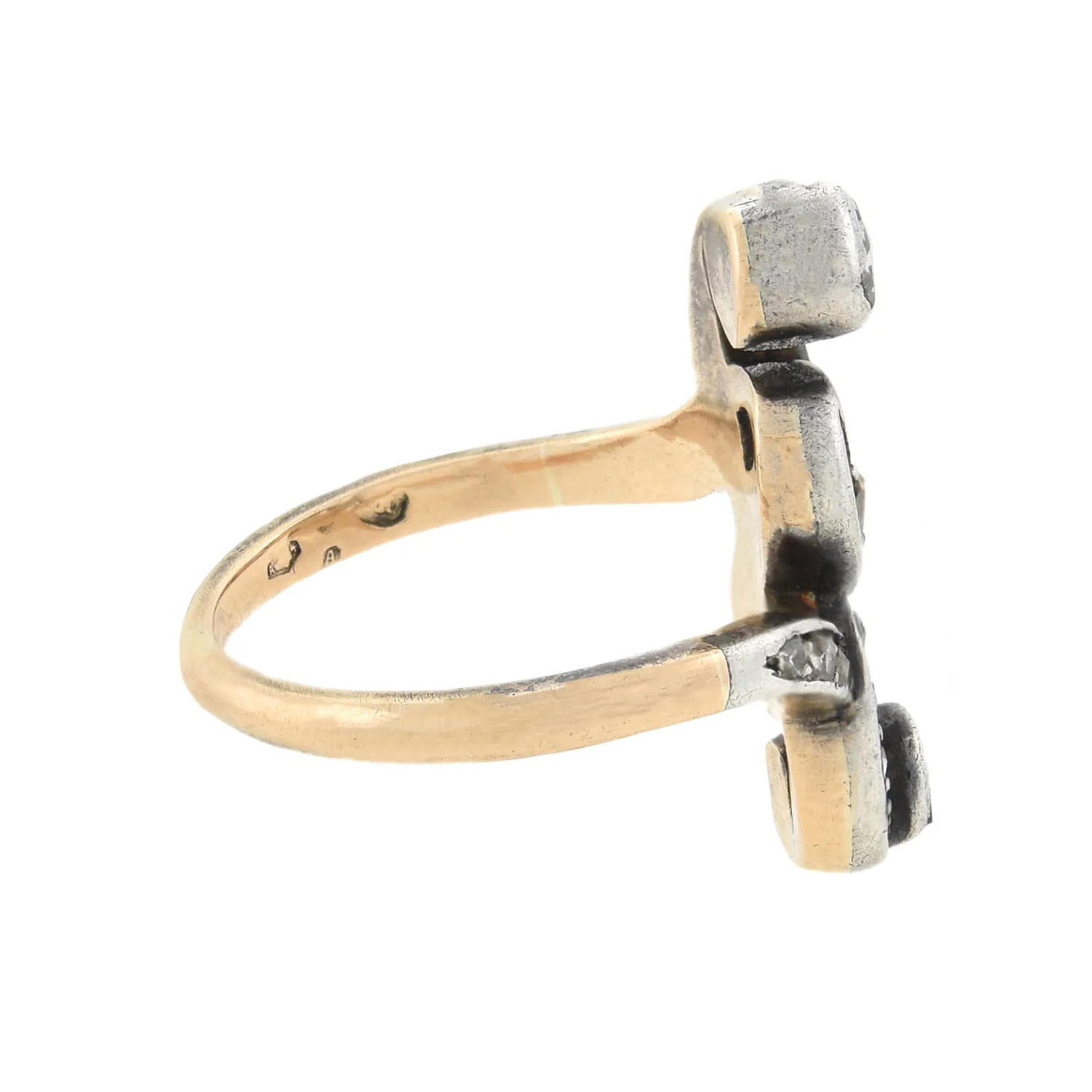 Victorian 14kt/Sterling + Diamond Ribbon Ring - Image 2