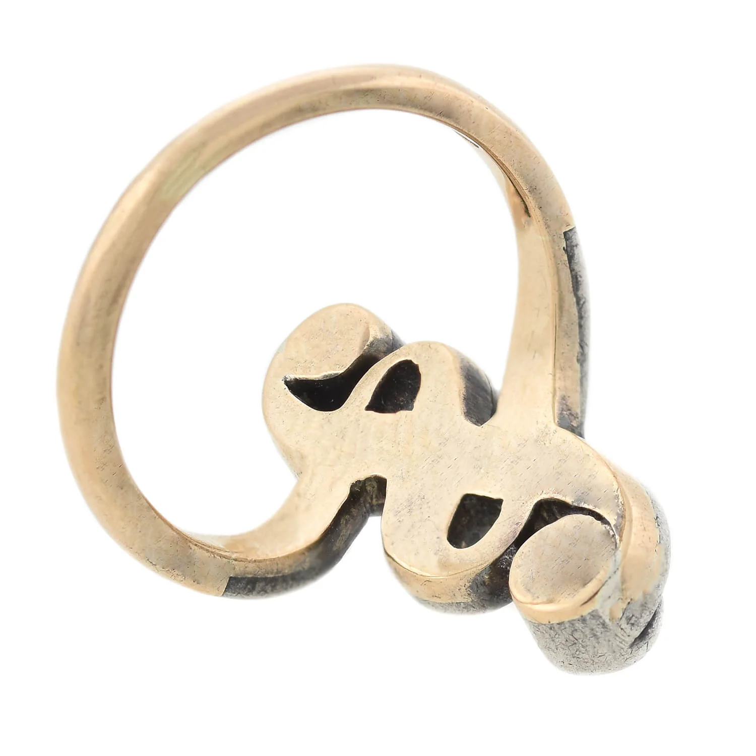 Victorian 14kt/Sterling + Diamond Ribbon Ring - Image 4