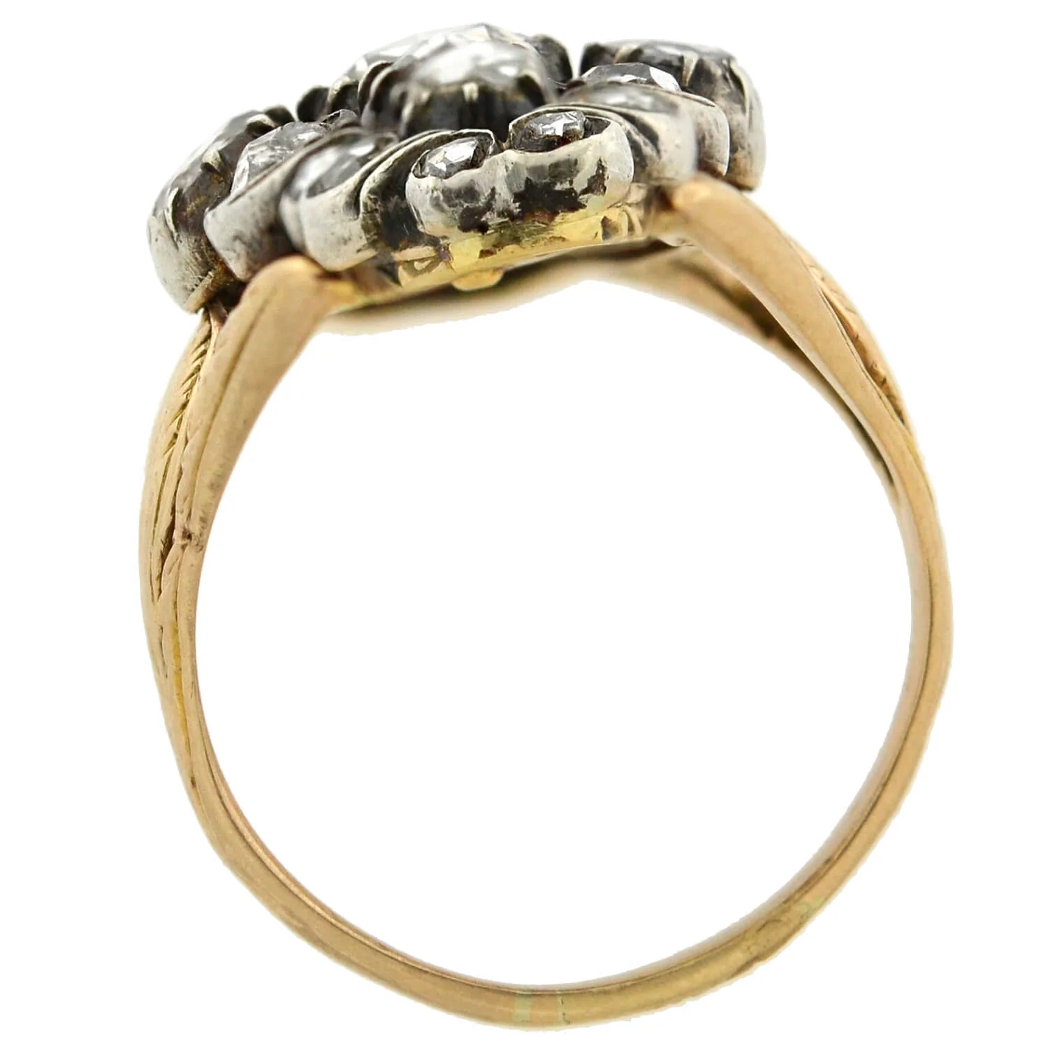 Victorian 14kt/Sterling Foil Backed Diamond Navette Ring 0.90ctw - Image 4