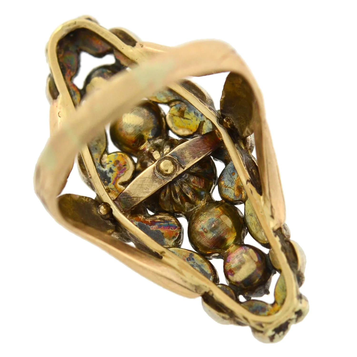 Victorian 14kt/Sterling Foil Backed Diamond Navette Ring 0.90ctw - Image 6