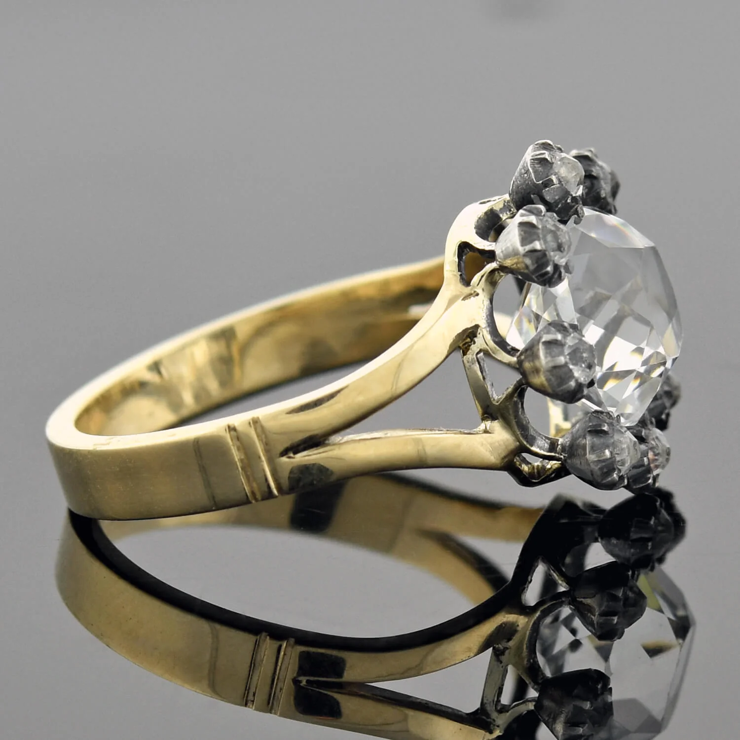 Victorian 14kt/Sterling French Paste Cluster Conversion Ring - Image 2