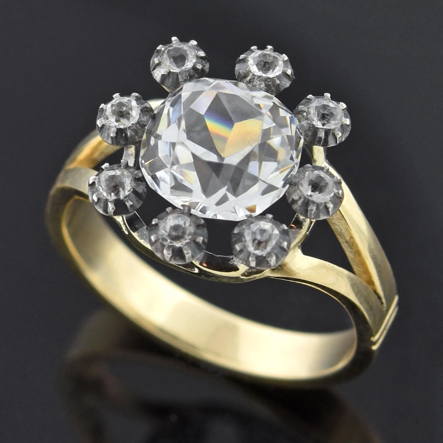 Victorian 14kt/Sterling French Paste Cluster Conversion Ring - Image 5