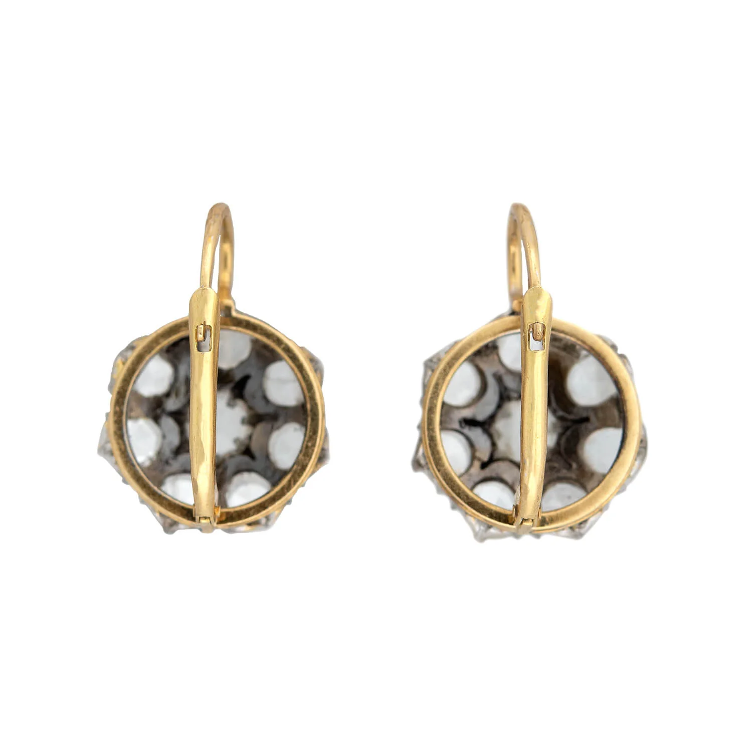 Victorian 14kt/Sterling Holland Rose Cut Diamond Cluster Earrings 3ctw - Image 3