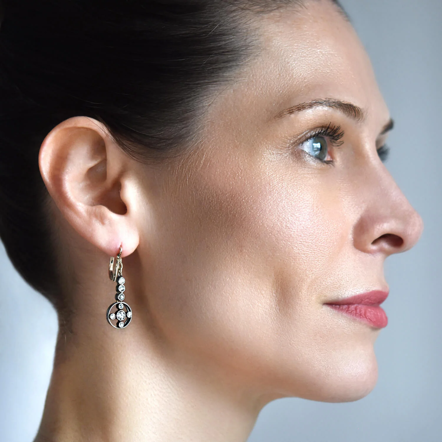 Victorian 14kt/Sterling Mine Cut Diamond Dangle Earrings 1.10ctw - Image 7